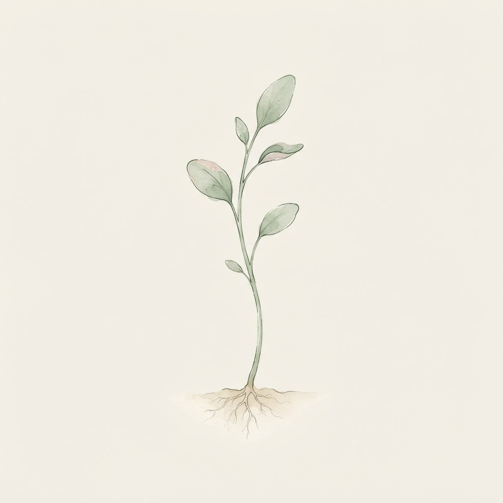 Watercolor plant with a few soft leaves